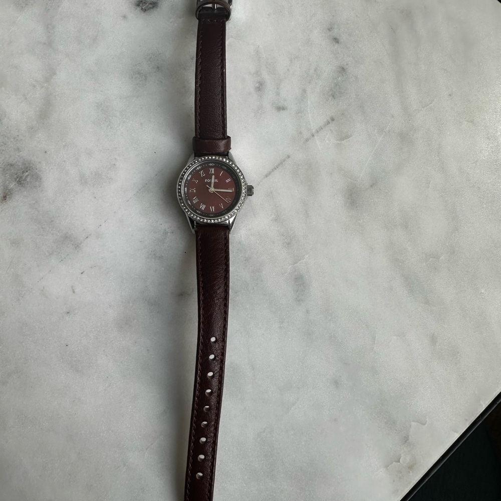 Fossil watch Elegant Brown Leather Strap Watch